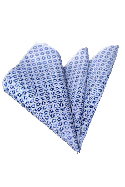 Exve Exclusive Batistă cu guler de buzunar 100% bumbac imprimat cu model geometric albastru pe alb
