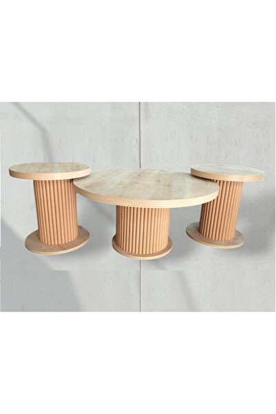 Pİ MOBİLYA BOHEM YUVARLAK MODERN ÇITALI 2+1 SEHPA SETİ