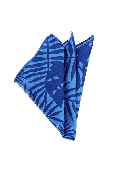 Exve Exclusive Batistă cu guler de buzunar din bumbac, cu model hawaian, albastru bleumarin