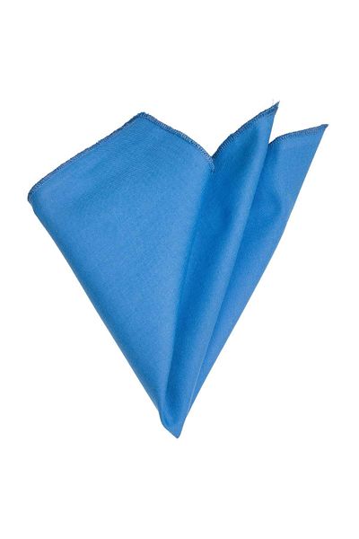 Exve Exclusive Blue Plain Single Color Linen Pocket Collar Handkerchief