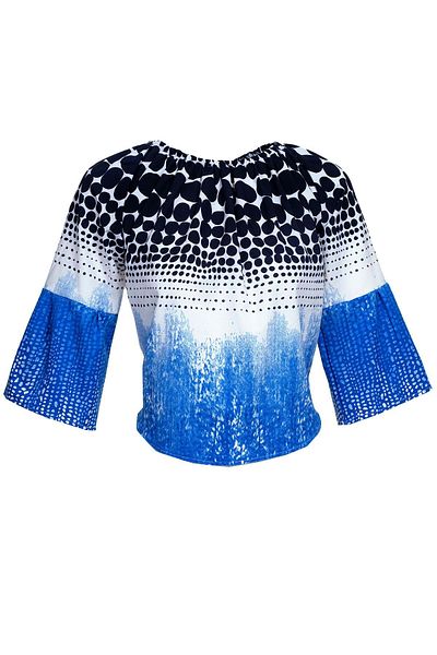 Exve Exclusive Blue Polka Dot Special Cut Women's Off Shoulder Blouse