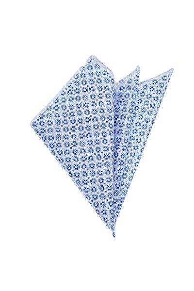 Exve Exclusive Batistă cu guler de buzunar alb cu imprimeu digital cu model geometric albastru
