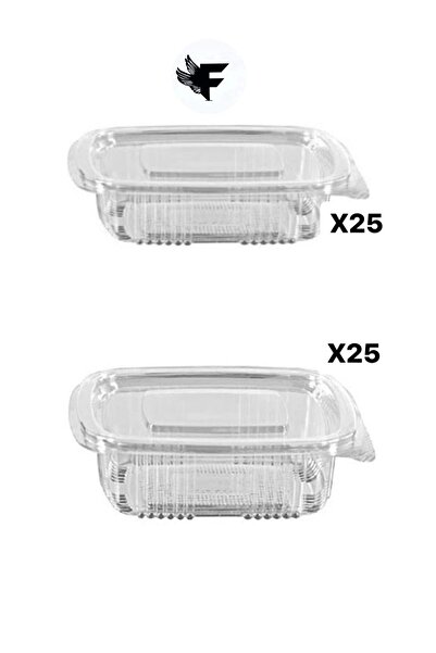 FİGANLAR Plastic Leak Proof Bowl 250 gr 150 Gr Cc Disposable Plastic Bowl with Lid 25 Pieces each