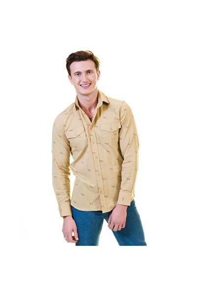 Exve Exclusive Сорочка з кишенями з натурального льону з принтом зебри на кремовому тлі