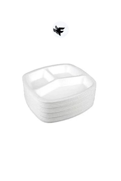 FİGANLAR 1st Quality Thick Hard Foam Plate 3 Compartments 60 Pieces