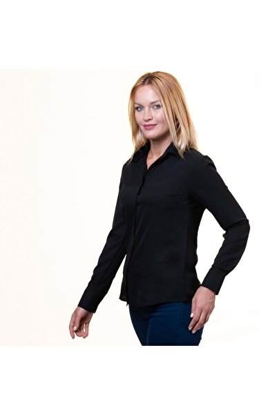 Exve Exclusive Black Plain Basic Long Sleeve Women's Shirt