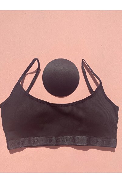 MODALİNOSA Removable Padded Camisole Fabric Rope Strap 3-Piece Gray, Black, White Bra - Bustier