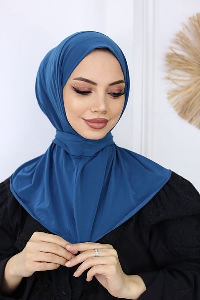 feronis Γυναικείο Hijab Bonnet έτοιμο σάλι τουρμπάνι _Μπλε