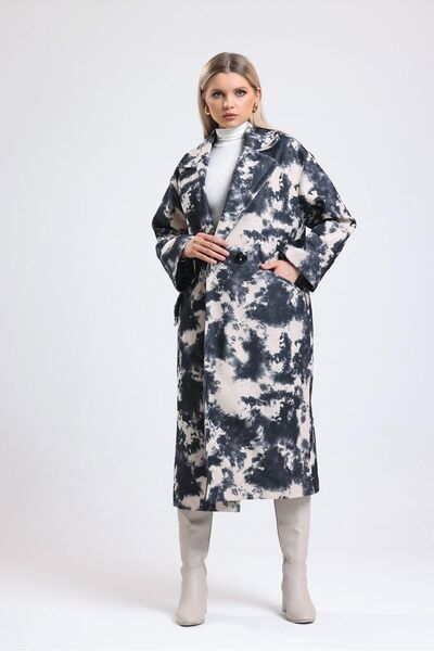 GÜLSEN SARIÇAM Yan-Yin Dijital Baskılı Kadın Kaban