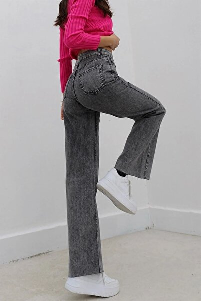 mooishan Mylin Pantaloni Palazzo Pantaloni Palazzo, blugi din denim cu talie ...