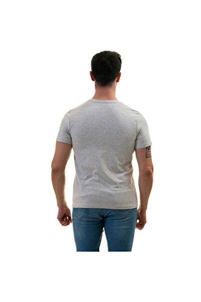 Exve Exclusive Gray Melange Crew Neck Basic T-shirt Normal Fit Men's T-Shirt