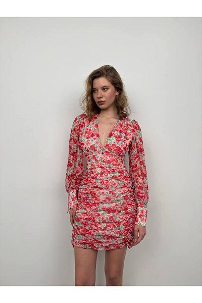 LOUP DORE Siphon Skinny Flower Pattern Printed Dress