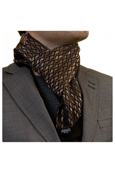 Exve Exclusive Double Sided Copper Color Leaf Patterned Dobby Scarf