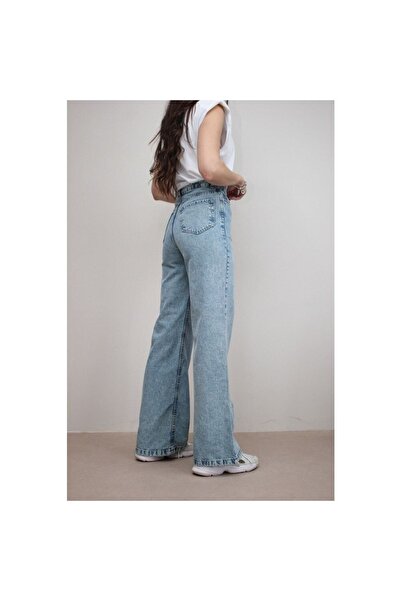 mooishan Широкі жіночі джинси з вимитим ефектом, штани Palazzo з вимитим ефектом