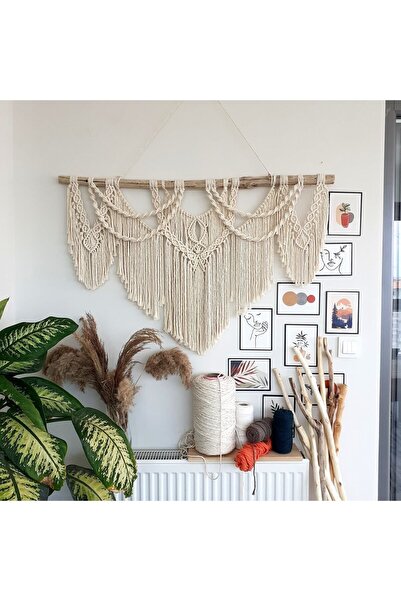 marymakrome Makrome Macrame Duvar Süsü Süs Ekru Ip Dekoratif Tasarım Özel Hed...