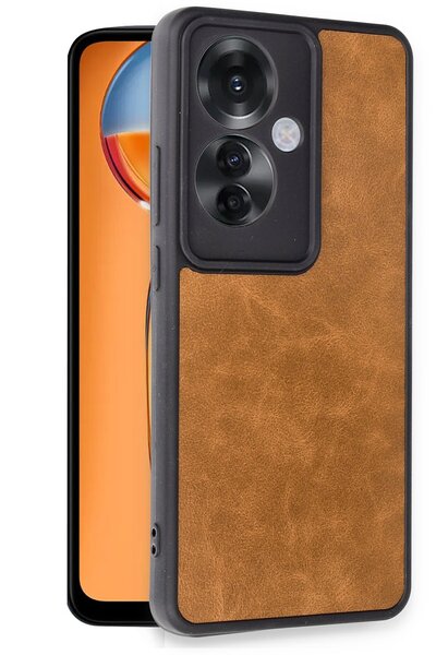 Rivor Oppo Reno 11F 5G İçin Kılıf Kamera Korumalı TPU ve Süet PU Deri Kaymaz ...