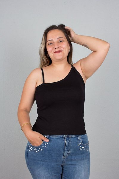 Truva XXL Large Size Viscose Black Body with Asymmetric Straps