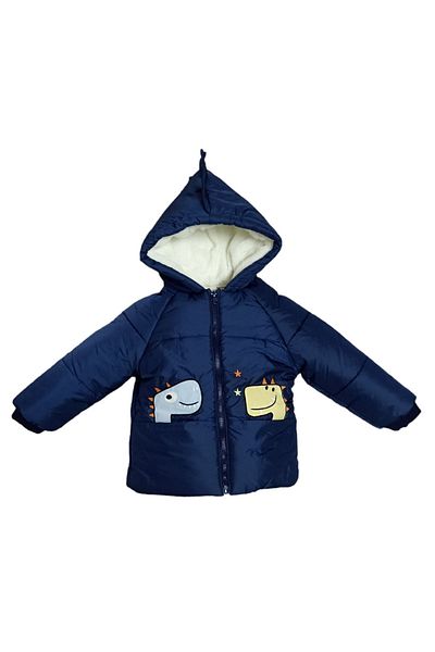 Midimod Gold Fur Inside (Welsoft) Boy's Dinosaur Coat, Hooded, Double Pocket, Fur Inside Dinosaur Children's Coat