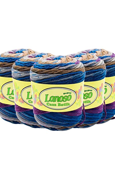 Lanoso 5 Adet Lanoso Cazz Batik El Örgü İpliği - 708 Batik