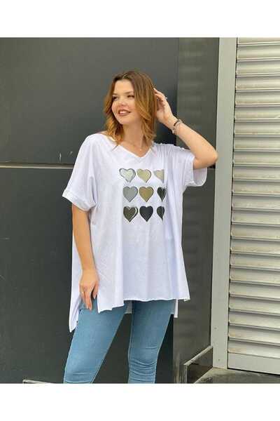EMZAGİYİM ÖNÜ KALP BASKILI BLUZ