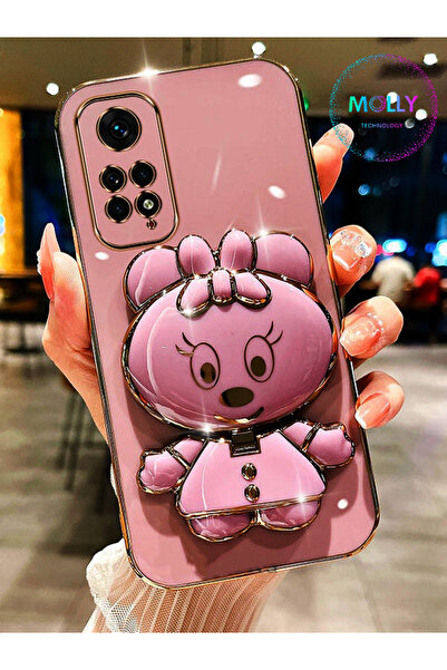 Molly Xiaomi Redmi NOTE 11 PRO İçin Lila Minnie Standlı Kenarları Gold Detayl...