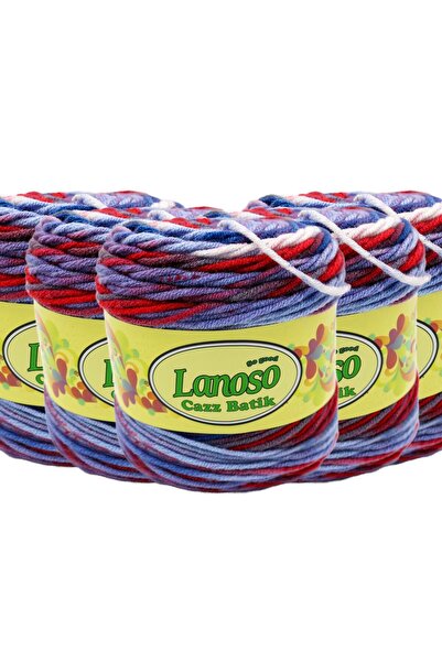 Lanoso 5 Adet Lanoso Cazz Batik El Örgü İpliği - 718 Batik