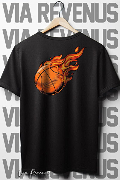 Vordevia Crna Oversize kroj Košarkaška lopta T-shirt - Leđa Štampano