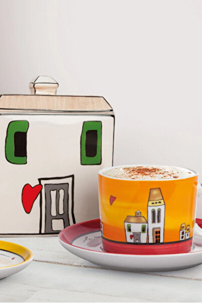 Egan Italy Le Casette 2'li Çay Fincanı Seti 340 ml Kırmızı