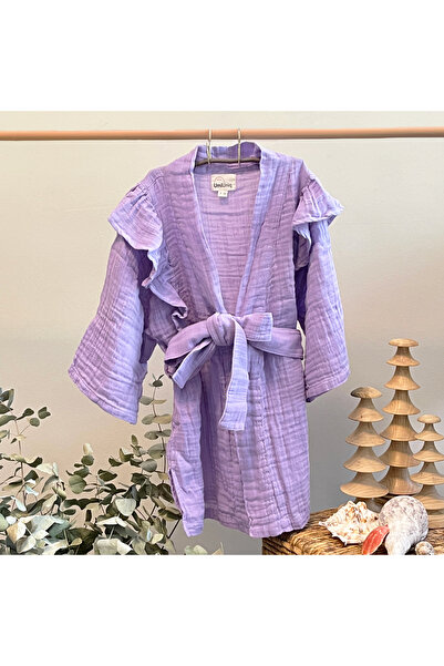 UmiUniq Mermaid Mor %100 Organik Pamuk Müslin Çocuk Kimono