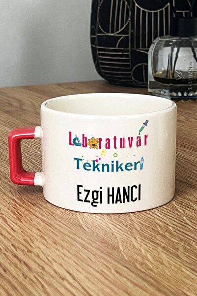 Hedizu Kişiye Özel Laboratuvar Teknikeri Kupa Bardak T Kulplu Turuncu Tıp Bay...