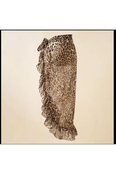 ŞAHPERA BUTİK Leopard Patterned Ruffle Pareo