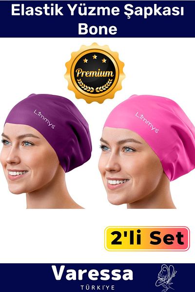 VARESSA Colorful Silicone Swimmer - Waterproof and Leak-Proof, Pool and Sea Elastic Swimming Cap Set of 2