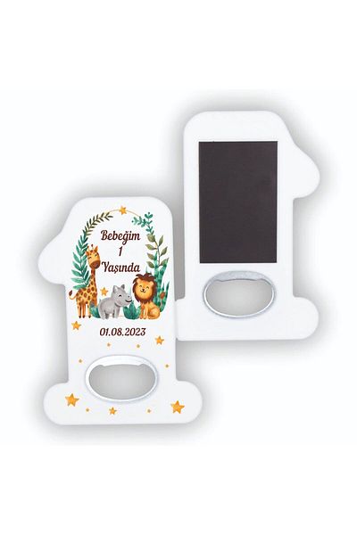 Ege ajans 1 Year Old Safari Magnet - 10 Pieces in a Shape with Card and Gelatin
