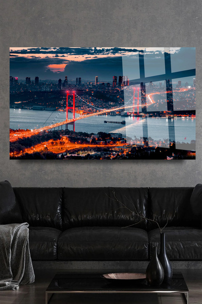 TAULART Harika Istanbul Manzaralı Kırılmaz Cam Tablo, Ev Ofis Hediyesi Yüksek Çözünürlüklü 4mm Cam Tablo