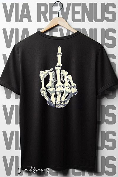 Vordevia Tricou negru oversize - Imprimat cu schelet și spate