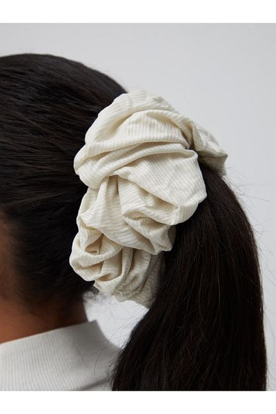 Femple Modest Scrunchie din bambus cu nervuri - Scrunchie alb