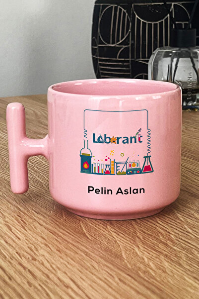 Hedizu Kişiye Özel Laborant Pastel T Kulplu Kupa Bardak Pembe Tıp Bayramı Hed...