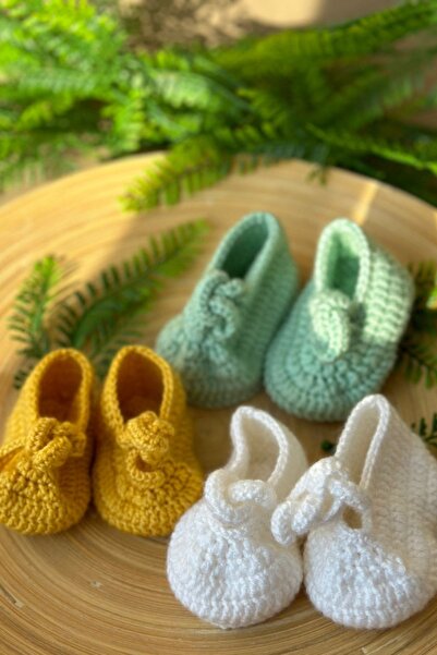 Bakka Kids Beyaz Örgü Bebek Patik