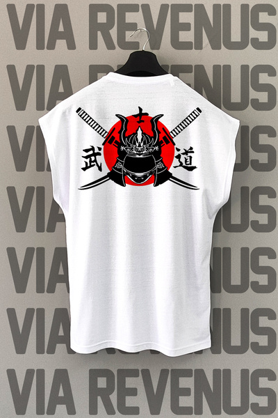 Vordevia Αθλητικό μπλουζάκι με στάμπα λευκού σαμουράι - μηδενικό μανίκι