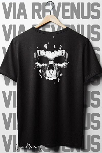 Vordevia Lubanja leđa Štampano crna Oversize kroj T-shirt