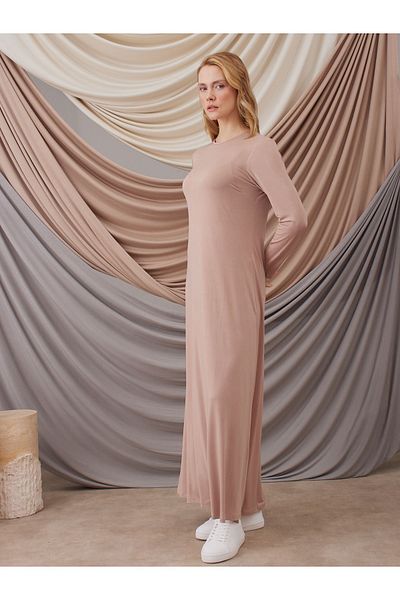 Femple Modest Nude Long Sleeve Inner Dress - Long Sleeve Dress Layer