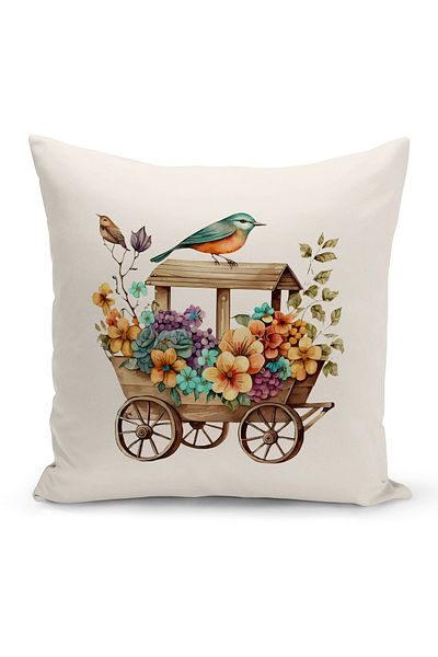 Bertille Home Vintage Series Double Sided Digital Printed Throw Pillow Case (Vintage Cushion Cover)