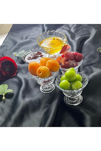 Zeryas Home 6-Piece Magnolia Footed Snack Bowl Set - Turkish Delight Bowl, Sugar Bowl, Jam Bowl and Presentation Bowl