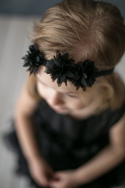 PixyLove Siyah Kız Çocuk Bandana Flowers