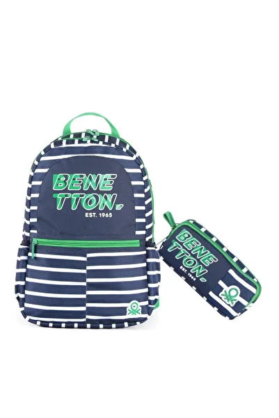 Benetton School Backpack with Laptop Compartment 3 Compartments + Pen Holder