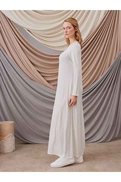 Femple Modest Ivory Colored Long Sleeve Lingerie Dress - Long Sleeve Dress Layer