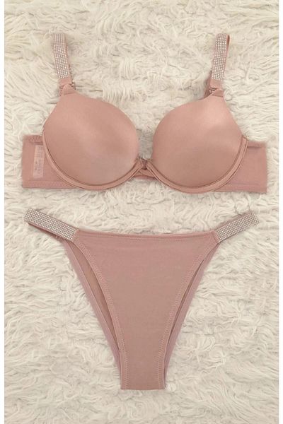 Cansoy Set sutien cu pudră cu piatră dublu cu susținere Diva 663 Tk