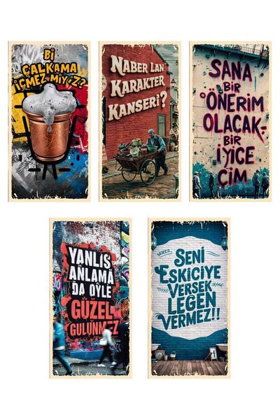 Hayal Poster Özlü Sözler Retro Poster 5li Paket 10x20