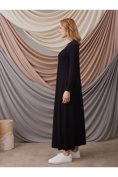 Femple Modest Black Long Sleeve Lingerie Dress - Long Sleeve Dress Layer