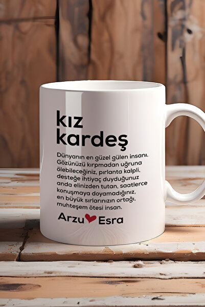 Hedizu Kişiye Özel Kız Kardeş Kupa Bardak Beyaz Ablaya Arkadaşa Doğum Günü He...